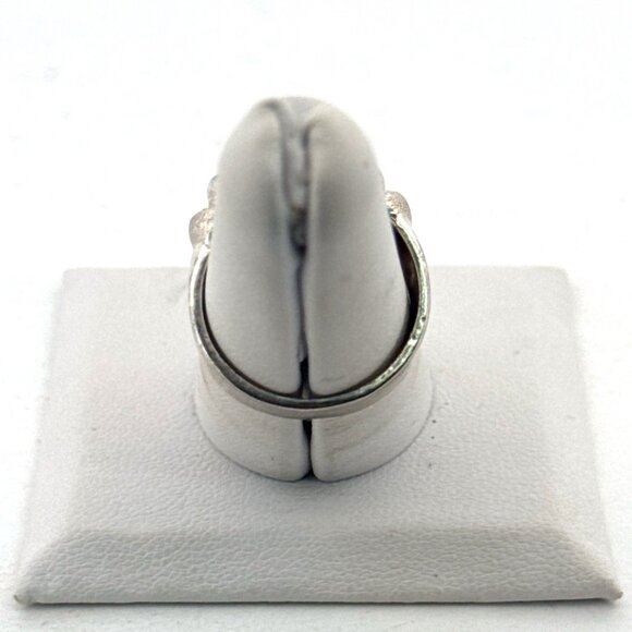 Estate Sterling Silver 925 Textured Dome Band Ring Size 6 Wide Design 5.0g - Picture 3 of 8